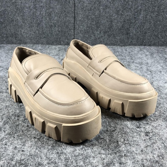 ASOS DESIGN Loafers Shoes Mens Size 10 Beige Chunky Platform Lug Sole Penny - Picture 1 of 11